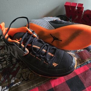 Jordan Black and Orange Athletic Shoes